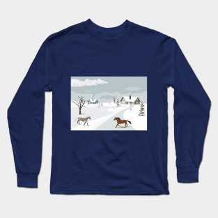 horses and winter Long Sleeve T-Shirt